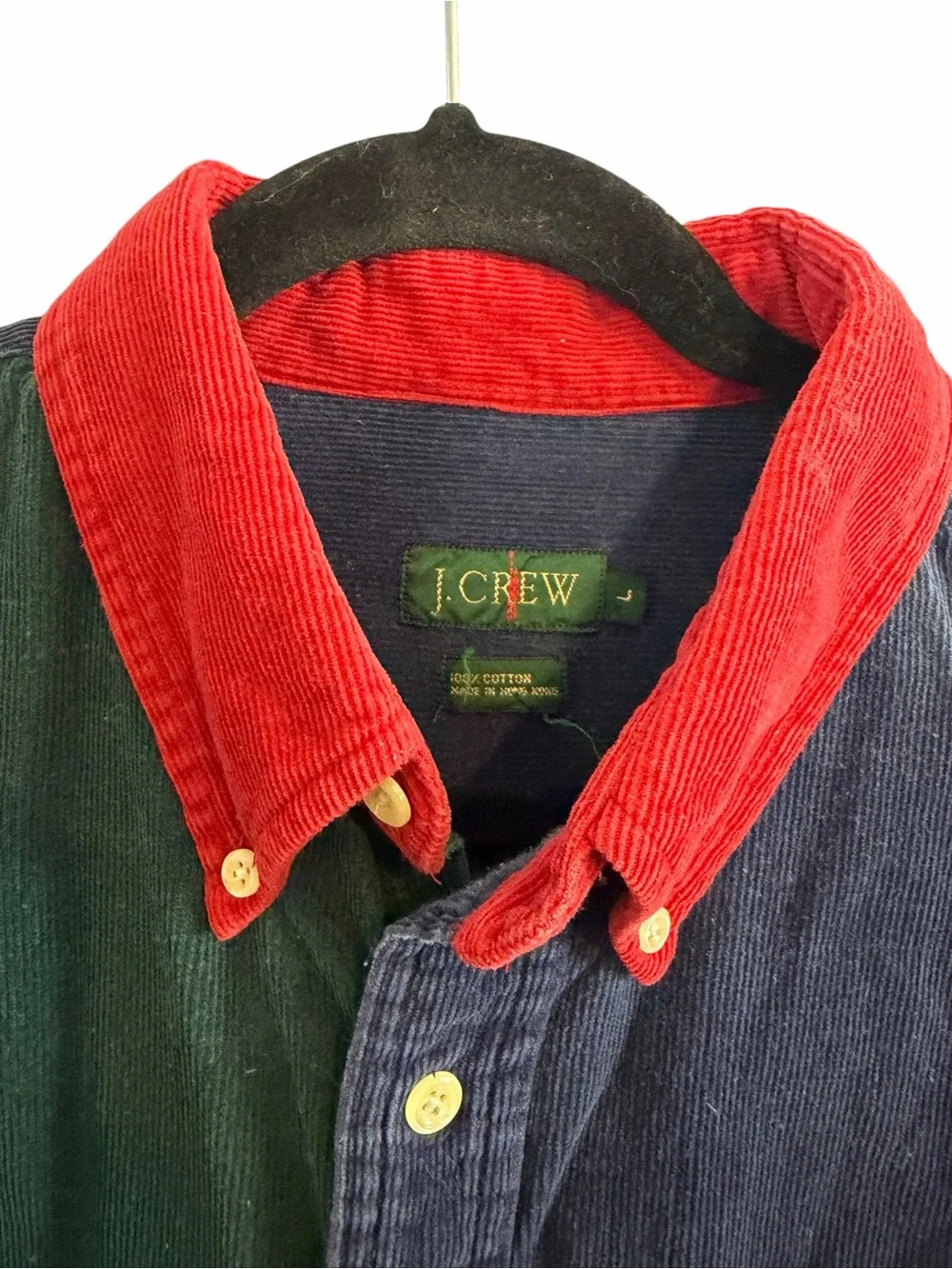 J. Crew Vintage Color block Corduroy Button Down Shirt Multicolor